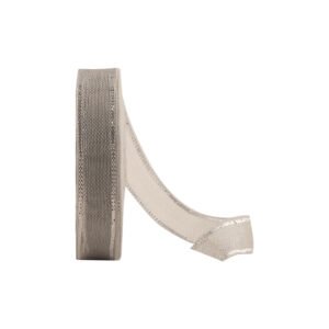 Silver Metallic Organza Ribbon with Side Borders - 15mm